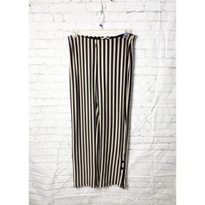 Zara Trafaluc Striped High waisted Black Gold Pants Women Size L